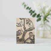 ヴィンテージ猿のイラストレーション- 1800's猿 名刺 (スタンド正面)