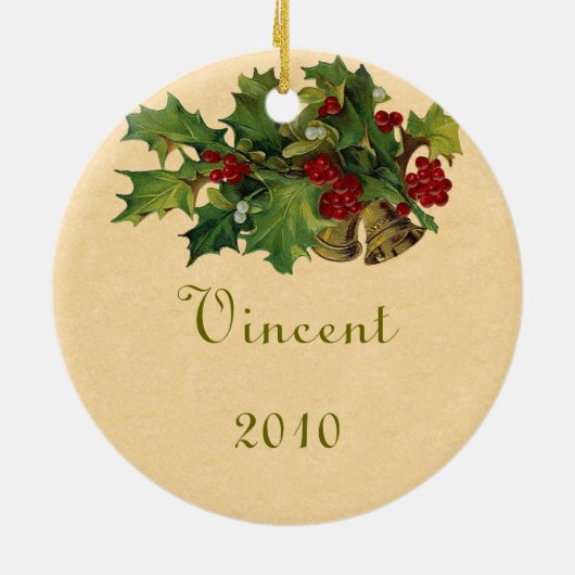 ヴィンテージ猿のクリスマスのオーナメント セラミックオーナメント (裏面)