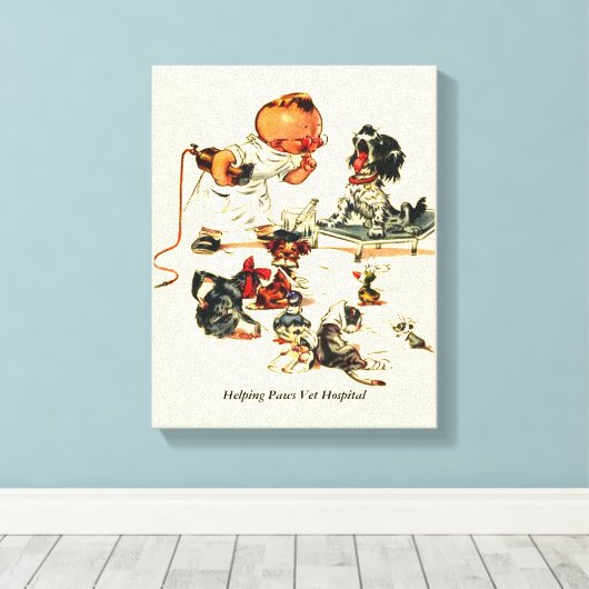 ヴィンテージ獣医による獣医への訪問名前をカスタムする キャンバスプリント (インサイチュ (ウッドフロア))