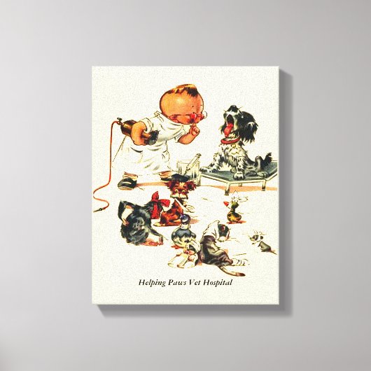 ヴィンテージ獣医による獣医への訪問名前をカスタムする キャンバスプリント (正面)