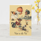 ヴィンテージ獣医による獣医への訪問 カード (黄色い花)