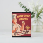 ヴィンテージ玉ねぎ食品および料理 ポストカード (スタンド正面)