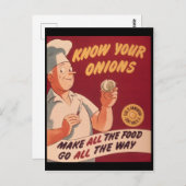 ヴィンテージ玉ねぎ食品および料理 ポストカード (正面/裏面)