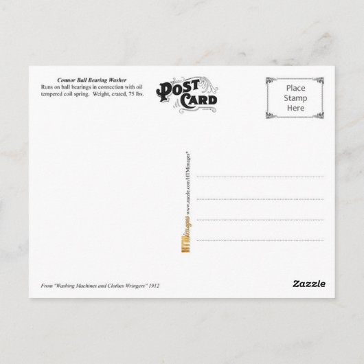 ヴィンテージ玉軸受け衣類洗浄機 ポストカード (裏面)