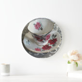 ヴィンテージ王室のアルバートレッドローズティーカップクロック ラージ壁時計 (ホーム)