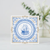 ヴィンテージ王室のアンティーク青縁ど船 (スタンド正面)