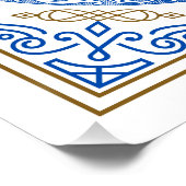 ヴィンテージ王室のアンティーク青縁ど船 ポスター (コーナー)