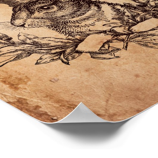 ヴィンテージ王室のイメージラビットクラウンオールドアンティーク紙 ポスター (角)