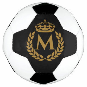 ヴィンテージ王室のキングゴールデンクラウンネームイニシャルブラック サッカーボール