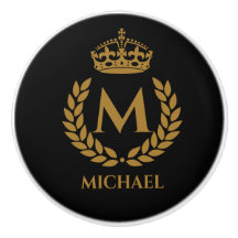 ヴィンテージ王室のキングゴールデンクラウンネームイニシャルブラック