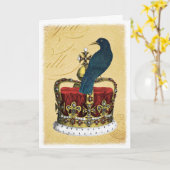 ヴィンテージ王室のクラウンとレイヴン カード (黄色い花)