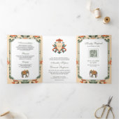 ヴィンテージ王室のクレゾウインディアンヒンドゥー結婚ズ 三つ折り招待状 (内部)
