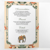 ヴィンテージ王室のクレゾウインディアンヒンドゥー結婚ズ 三つ折り招待状 (内部最初)