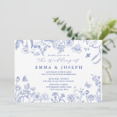 ヴィンテージ王室のクレパステル結婚ブルー 招待状 (スタンド正面)