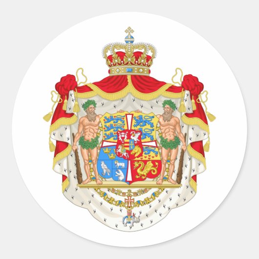 ヴィンテージ王室のデンマークの紋章 ラウンドシール (正面)