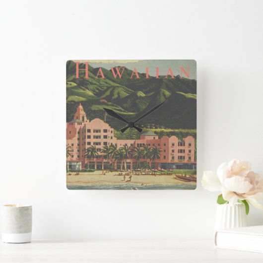 ヴィンテージ王室のハワイアンスクエアウォールクロック スクエア壁時計 (ホーム)