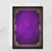 ヴィンテージ王室のパープルと金ゴールドフレ結婚ーム 招待状 (裏面)