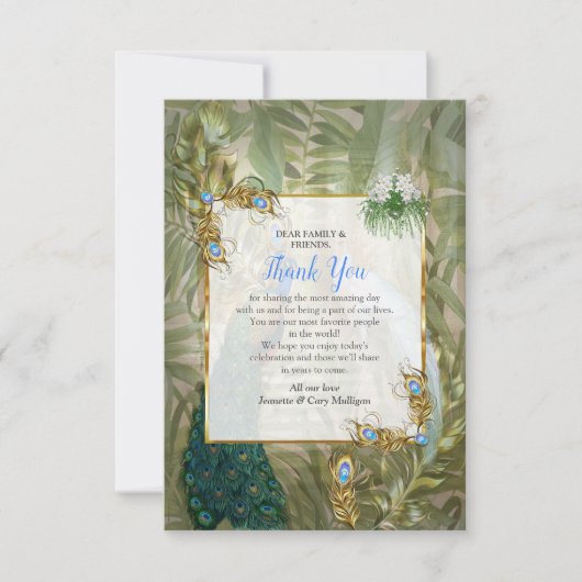 ヴィンテージ王室のピーコックテンプルドリームズサンキューカード 出欠カード (正面)