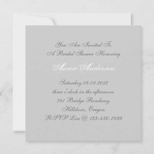 ヴィンテージ王室のブライダルシャワーティーパーティの招待状 招待状 (裏面)