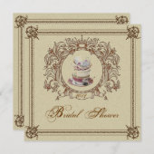 ヴィンテージ王室のブライダルシャワーティーパーティの招待状 招待状 (正面/裏面)