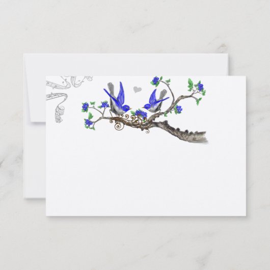 ヴィンテージ王室のブルーとグレーの結婚式招待状 招待状 (裏面)