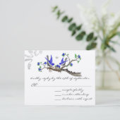 ヴィンテージ王室のブルーとグレーウェディングRSVP 出欠カード (スタンド正面)