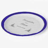 ヴィンテージ王室のブルーとホワイト装飾結婚ズ ペーパープレート (アングル)