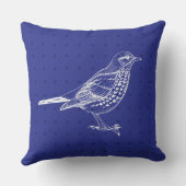 ヴィンテージ王室のブルーバードデザインレトロ装飾用クッション クッション (裏面)