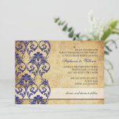 ヴィンテージ王室のブルーフローラ旋回結婚式招待状 招待状 (スタンド正面)