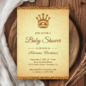 ヴィンテージ王室のプリンセス金ゴールドグリッターベビーシャワー 招待状