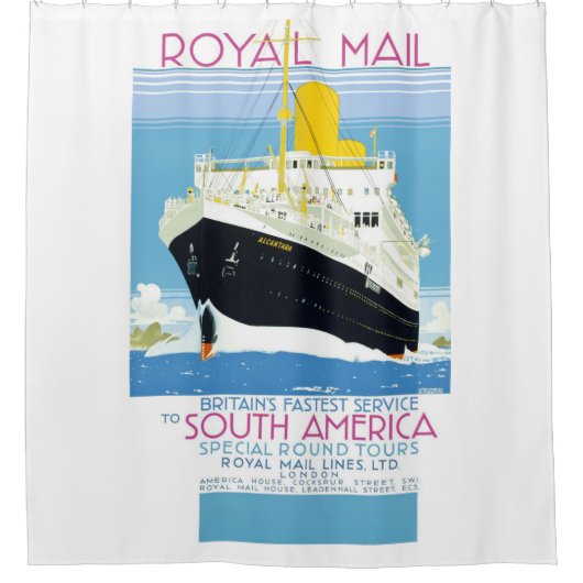 ヴィンテージ王室のメール旅行ポスター シャワーカーテン (正面)