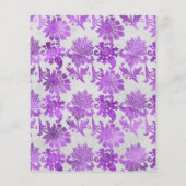ヴィンテージ王室の紫と銀のフローラ結婚ズ チラシ (裏面)