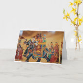 ヴィンテージ王室の結婚の行列ゾウ カード (黄色い花)