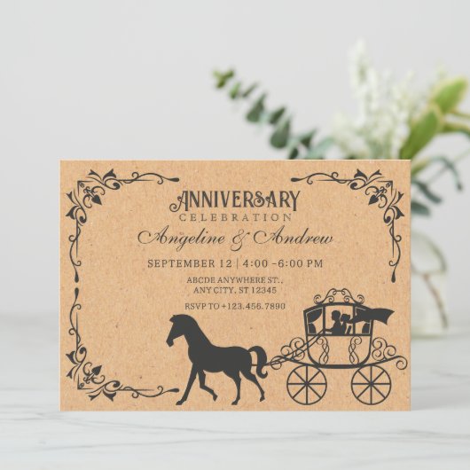 ヴィンテージ王室の車の結婚記念日 招待状 (スタンド正面)