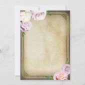 ヴィンテージ王室の金ゴールドクラウンフローラブライダルシャワー 招待状 (裏面)