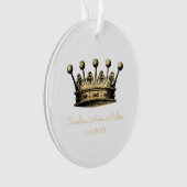 ヴィンテージ王室の金ゴールドクラウン名誕生日付記念 オーナメント (正面)