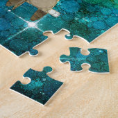 ヴィンテージ玩具ロボットレトロターコイズ銀河系かわいいクール ジグソーパズル (側面)