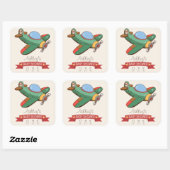 ヴィンテージ玩具飛行機赤ちゃんシャワー スクエアシール (シート)