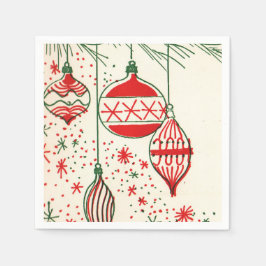 ヴィンテージ球根クリスマスレトロパーティーナプキン スタンダードカクテルナプキン