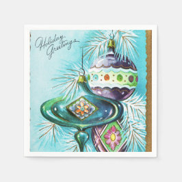 ヴィンテージ球根クリスマスレトロパーティーナプキン スタンダードカクテルナプキン