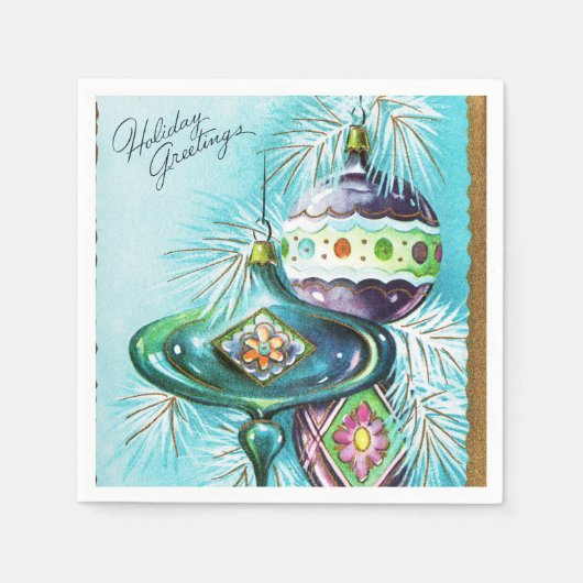 ヴィンテージ球根クリスマスレトロパーティーナプキン スタンダードカクテルナプキン (正面)
