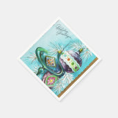 ヴィンテージ球根クリスマスレトロパーティーナプキン スタンダードカクテルナプキン (角)