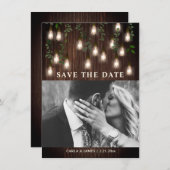 ヴィンテージ球根素朴植物木結婚材 セーブザデート (正面/裏面)