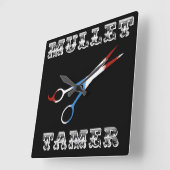 ヴィンテージ理容師おもしろいマレー玉子 スクエア壁時計 (傾斜)