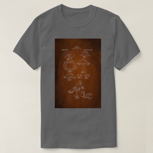 ヴィンテージ理容師エプロン特許1918 Tシャツ (デザイン正面)