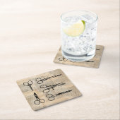 ヴィンテージ理容師シアーズアンティークはさみ スクエアペーパーコースター (インサイチュ)