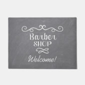 ヴィンテージ理容師ショップのロゴ歓迎スクリプト ドアマット (正面)