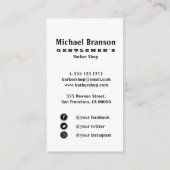 ヴィンテージ理容師ショップスカルソーシャルメディア縦書き 名刺 (裏面)