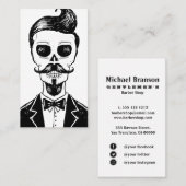 ヴィンテージ理容師ショップスカルソーシャルメディア縦書き 名刺 (正面/裏面)