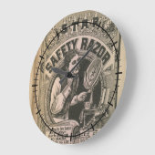 ヴィンテージ理容師ショップセーフティカミソリ ラージ壁時計 (傾斜)